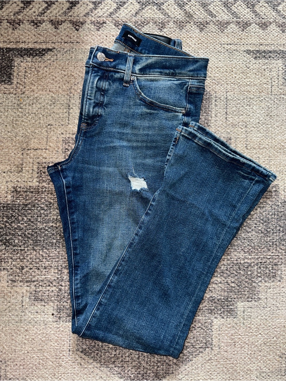 Dark Blue Women's Distressed Bootcut Jeans
